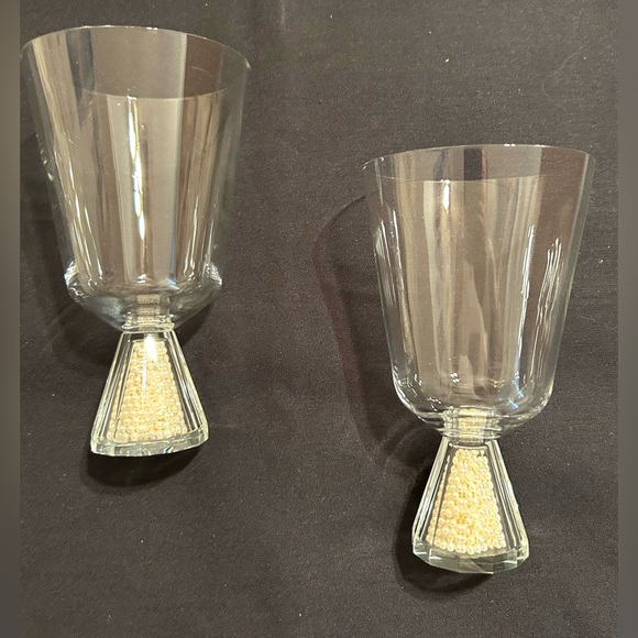 2 Oleg Cassini Glasses, clear glass with pearls. 12oz - Picture 10 of 11